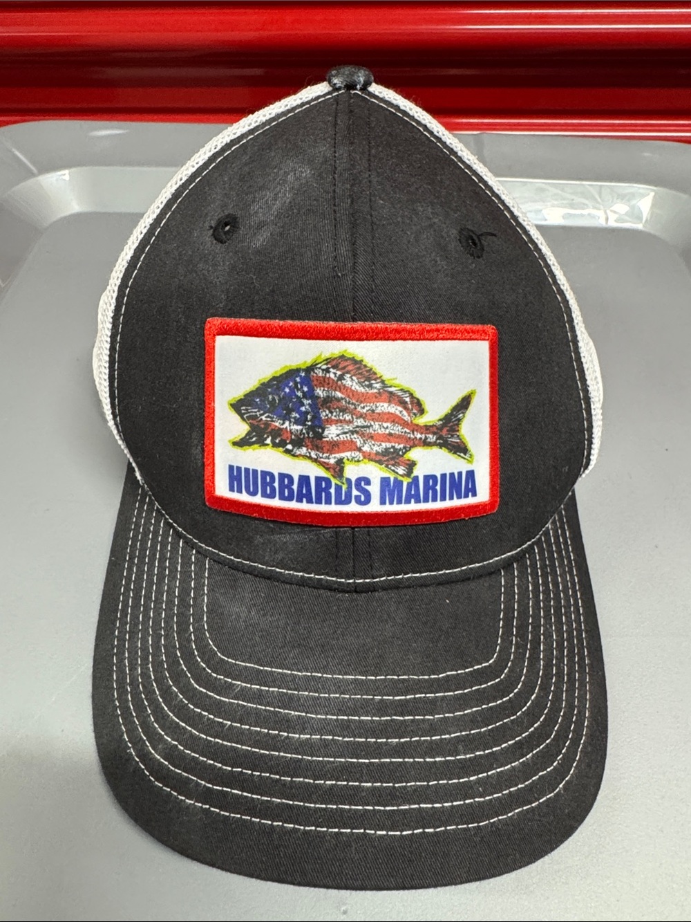 Hubbard's Marina Black Mesh-Back Trucker Hat